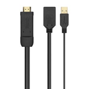 AISENS A122-0642 adaptador de cabo de vídeo 0,1 m HDMI Type A (Standard) DisplayPort + USB Type-A Preto