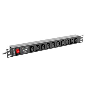 Régua LANBERG 1U 10A RACK 19 10X SOCKET Preto 2M