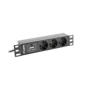 Régua LANBERG 1U 16A 3X SCHUKO RACK 10" 2M Preto