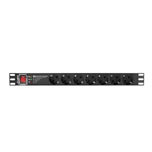 Régua LANBERG 1U 16A 7X SCHUKO RACK 19" 2M Preto
