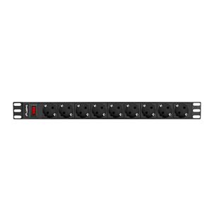 Régua LANBERG 1U 16A 9X SCHUKO RACK 19" 3M Preto