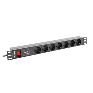 Régua LANBERG 1U 16A RACK 19 7X SOCKET Preto 2M